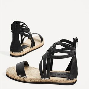 ZARA Black Leather Gladiator Style multi-strap sandal Very Comfortable!